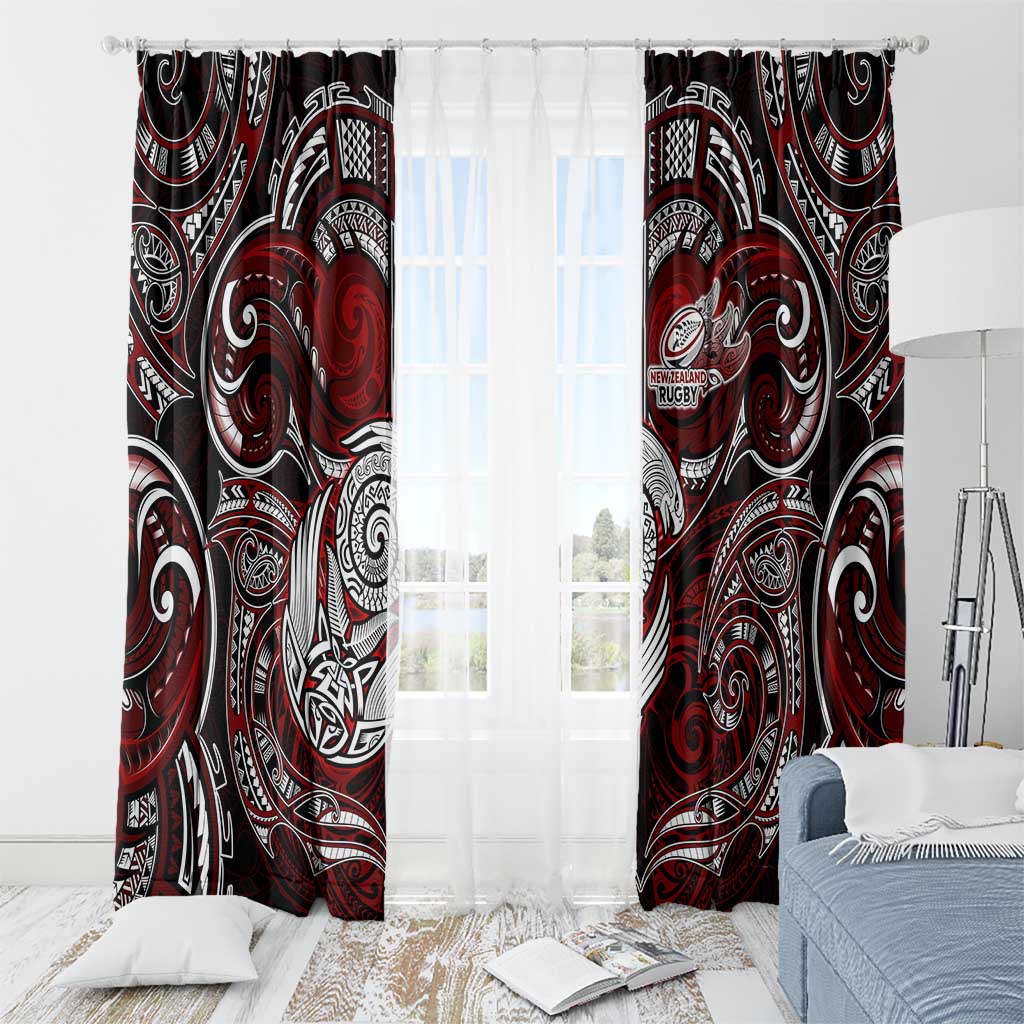 New Zealand Aotearoa Rugby Window Curtain Maori Fern Tattoo Art