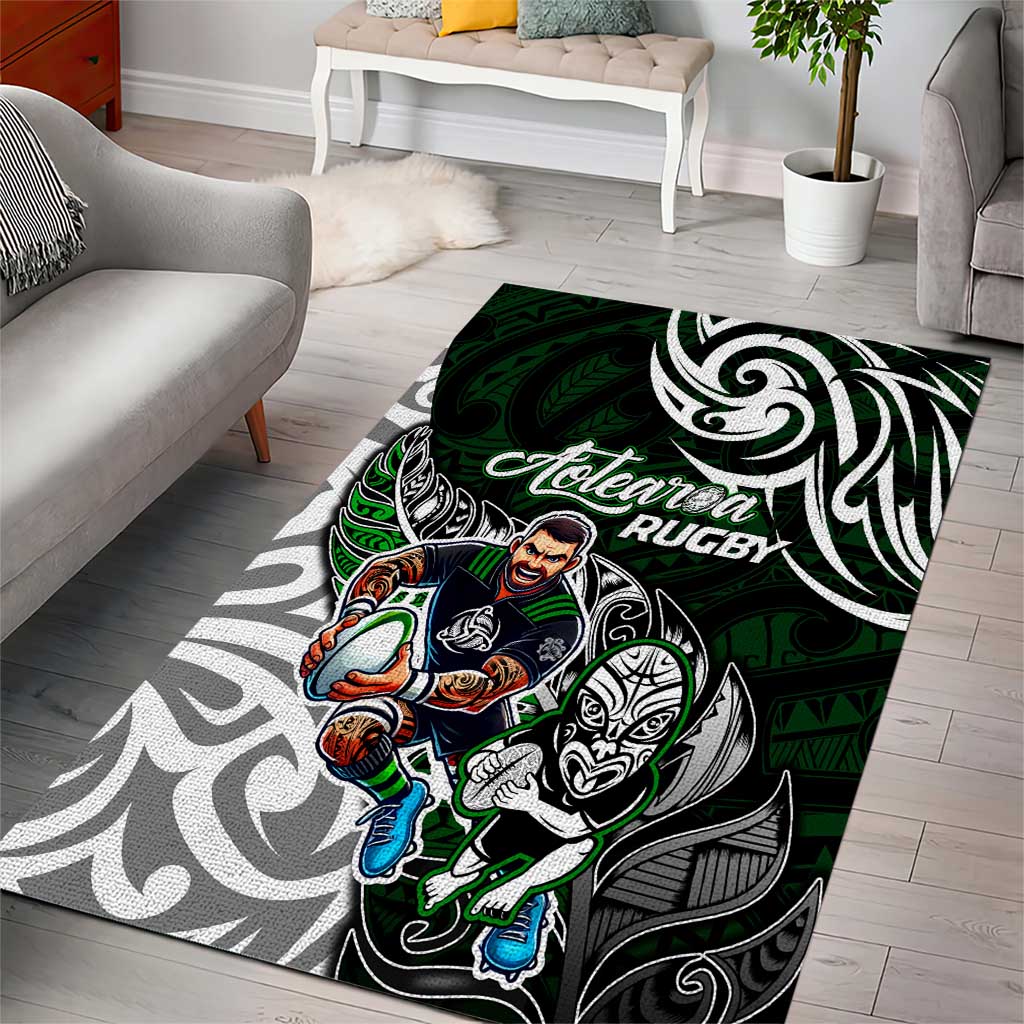 NZ Aotearoa Rugby Area Rug New Zealand Silver Fern