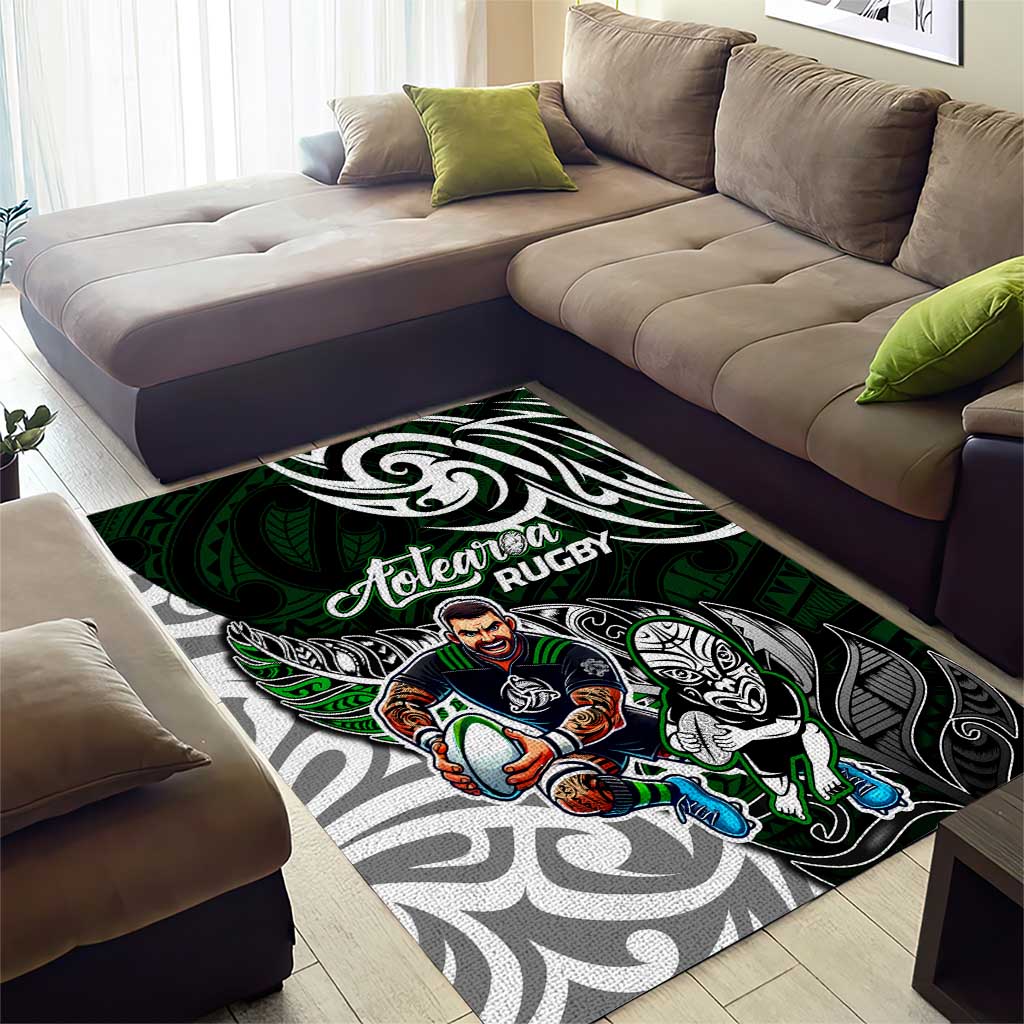 NZ Aotearoa Rugby Area Rug New Zealand Silver Fern