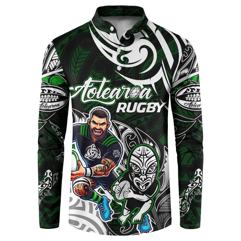 Personalized NZ Aotearoa Rugby Button Sweatshirt New Zealand Silver Fern