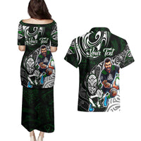 Personalized NZ Aotearoa Rugby Couples Matching Puletasi and Hawaiian Shirt New Zealand Silver Fern