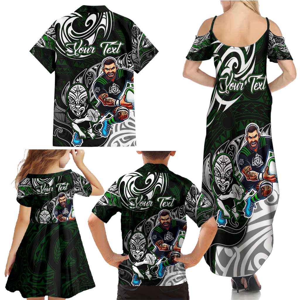 Personalized NZ Aotearoa Rugby Family Matching Summer Maxi Dress and Hawaiian Shirt New Zealand Silver Fern