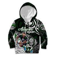 Personalized NZ Aotearoa Rugby Kid Hoodie New Zealand Silver Fern