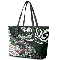 NZ Aotearoa Rugby Leather Tote Bag New Zealand Silver Fern