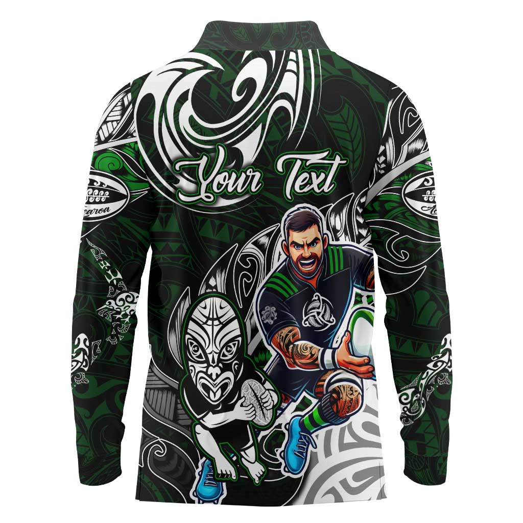 Personalized NZ Aotearoa Rugby Long Sleeve Polo Shirt New Zealand Silver Fern