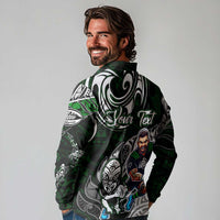 Personalized NZ Aotearoa Rugby Long Sleeve Polo Shirt New Zealand Silver Fern