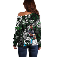 Personalized NZ Aotearoa Rugby Off Shoulder Sweater New Zealand Silver Fern