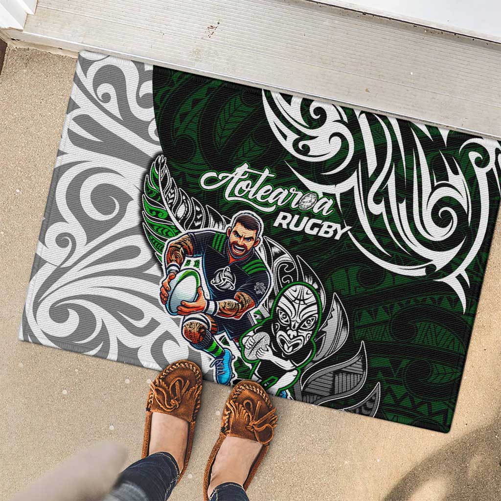 NZ Aotearoa Rugby Rubber Doormat New Zealand Silver Fern
