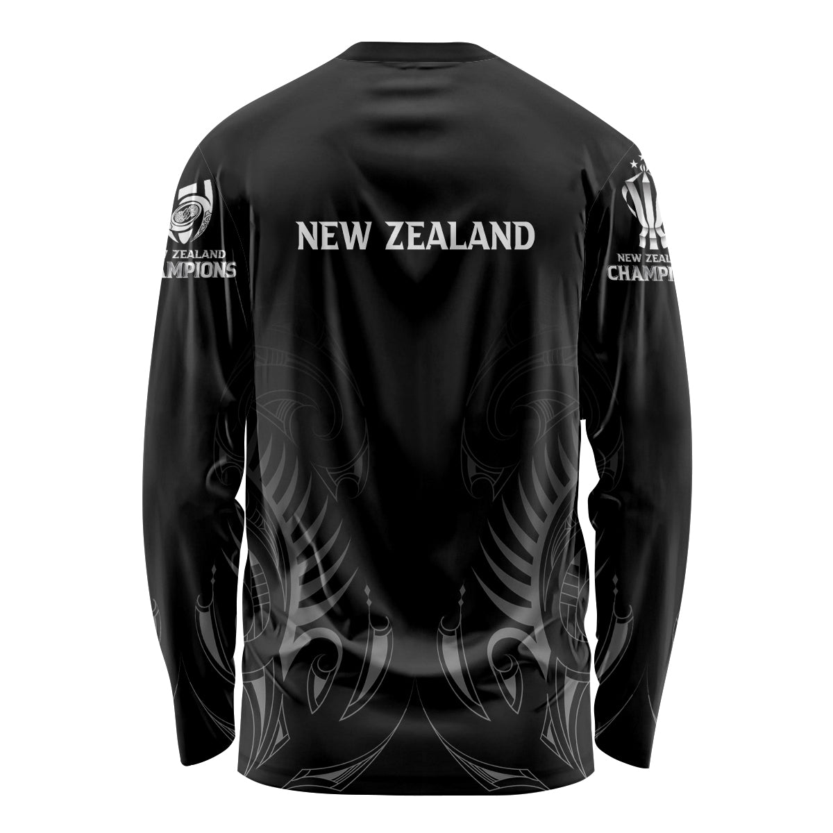 New Zealand Long Sleeve Shirt Rugby 2023 Champions Black DT02 - Polynesian Pride