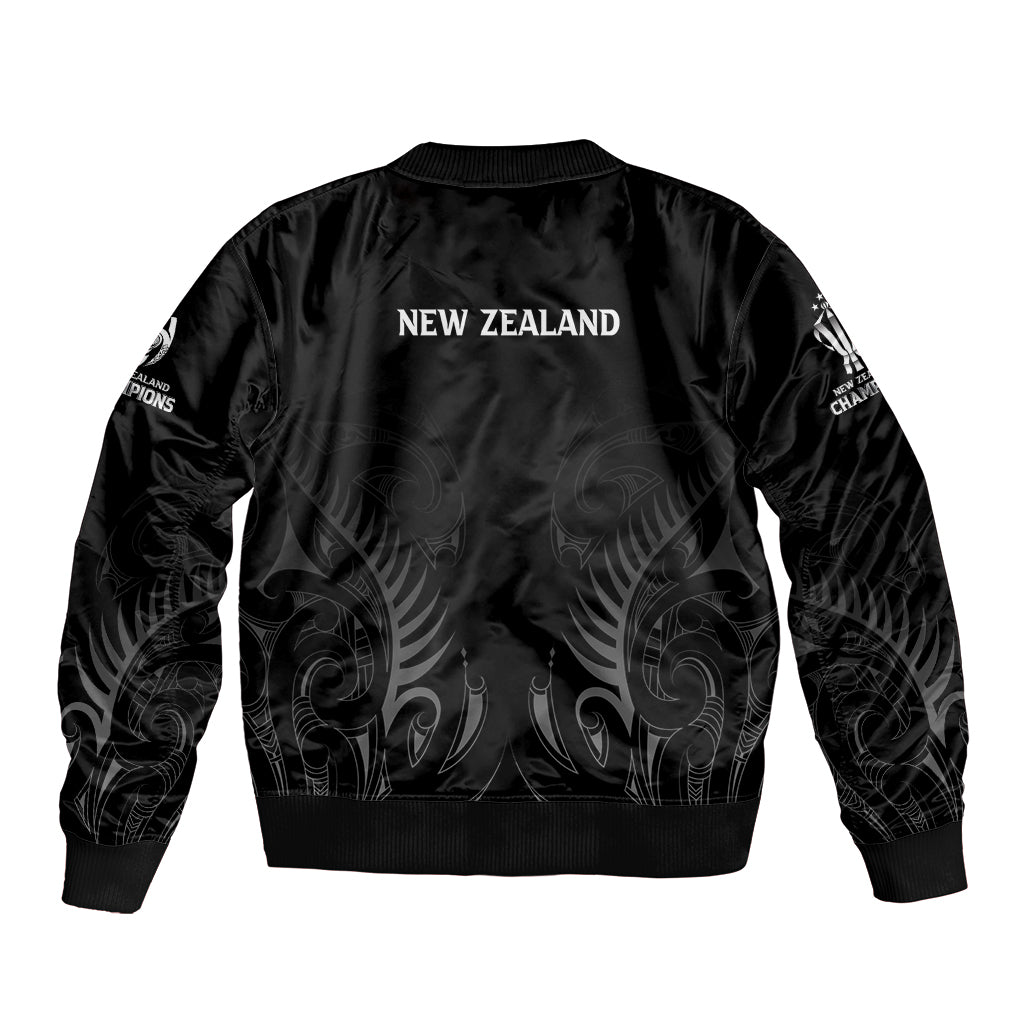New Zealand Sleeve Zip Bomber Jacket Rugby 2023 Champions Black DT02 - Polynesian Pride