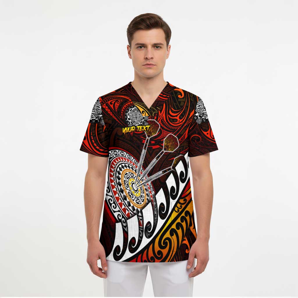 Personalised Fern Maori Darts Scrub Top New Zealand Darts - Polynesian Pride