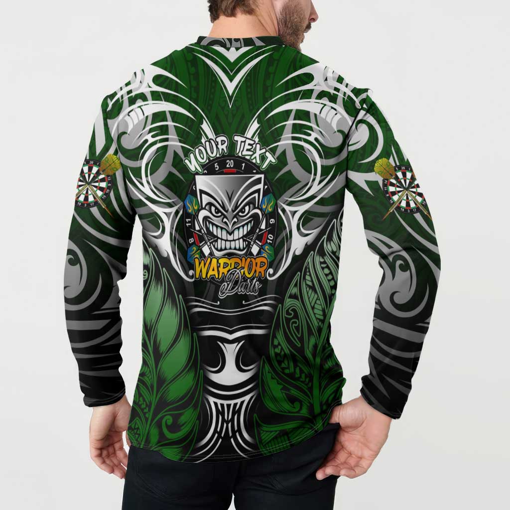 Personalised Warriors Maori Darts Button Sweatshirt New Zealand Darts Silver Fern DT02 - Polynesian Pride