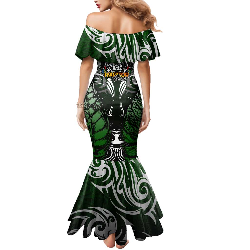 Personalised Warriors Maori Darts Family Matching Mermaid Dress and Hawaiian Shirt New Zealand Darts Silver Fern