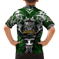 Personalised Warriors Maori Darts Family Matching Off The Shoulder Long Sleeve Dress and Hawaiian Shirt New Zealand Darts Silver Fern DT02 - Polynesian Pride