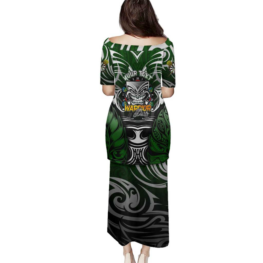 Personalised Warriors Maori Darts Family Matching Puletasi and Hawaiian Shirt New Zealand Darts Silver Fern DT02 - Polynesian Pride