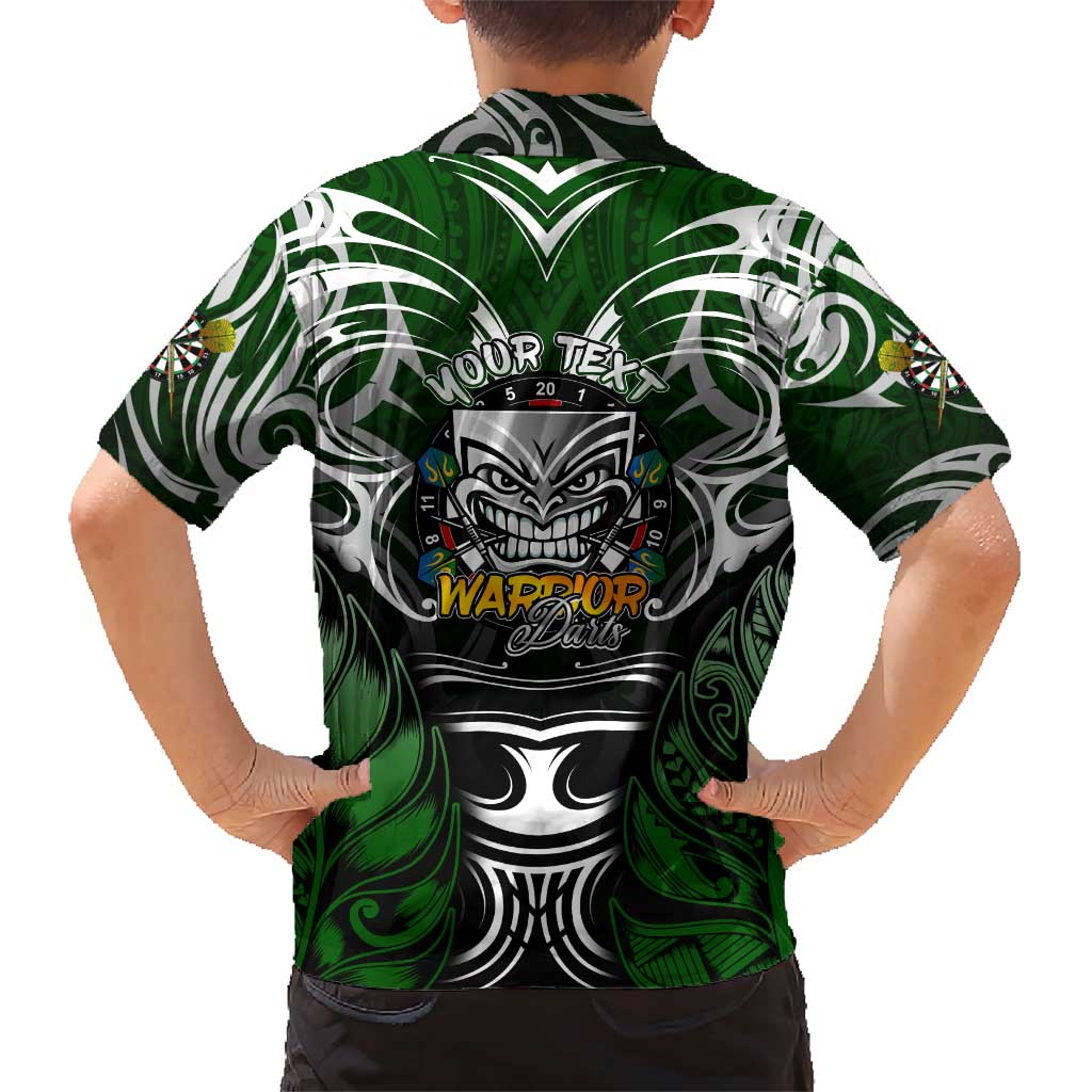 Personalised Warriors Maori Darts Family Matching Short Sleeve Bodycon Dress and Hawaiian Shirt New Zealand Darts Silver Fern