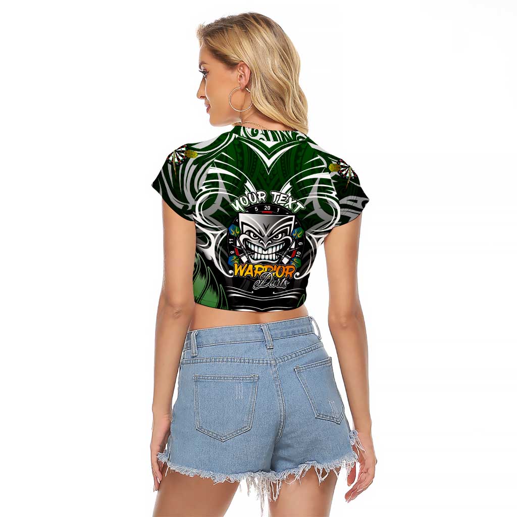 Personalised Warriors Maori Darts Raglan Cropped T Shirt New Zealand Darts Silver Fern