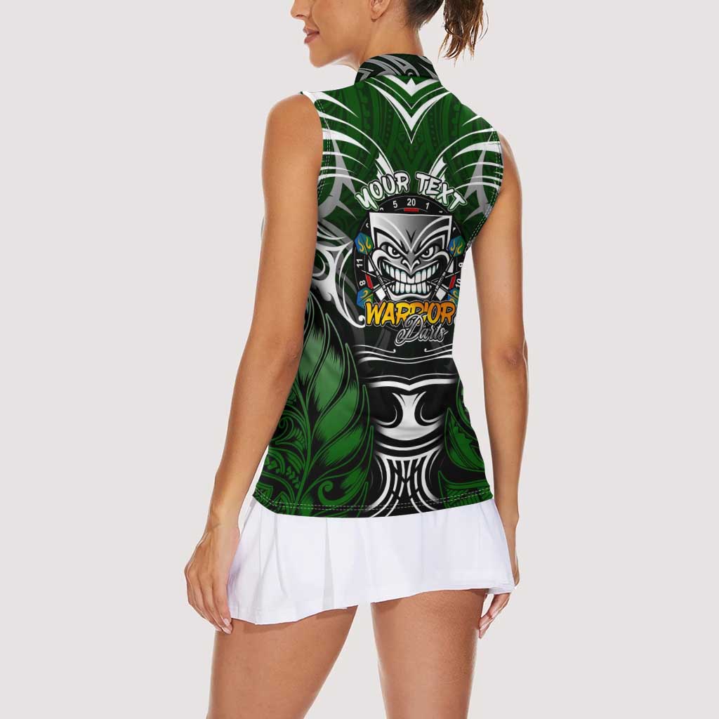 Personalised Warriors Maori Darts Women Sleeveless Polo Shirt New Zealand Darts Silver Fern DT02 - Polynesian Pride