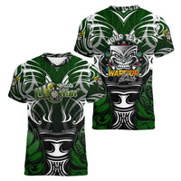 Personalised Warriors Maori Darts Women V-Neck T-Shirt New Zealand Darts Silver Fern DT02 - Polynesian Pride