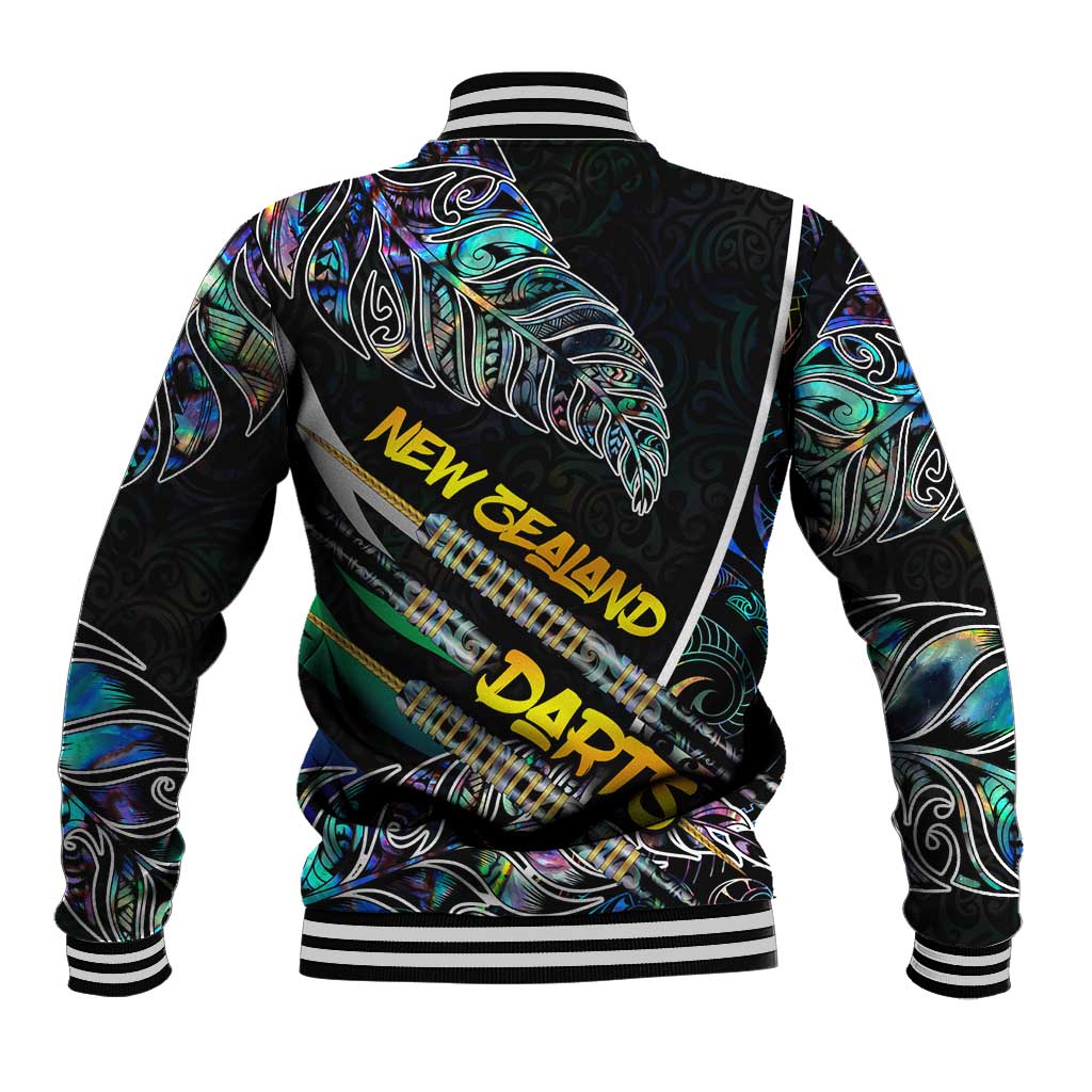 Personalised New Zealand Darts Baseball Jacket NZ Paua Shell Maori Fern DT02 - Polynesian Pride