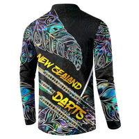 Personalised New Zealand Darts Button Sweatshirt NZ Paua Shell Maori Fern