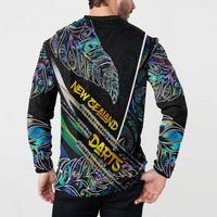 Personalised New Zealand Darts Button Sweatshirt NZ Paua Shell Maori Fern