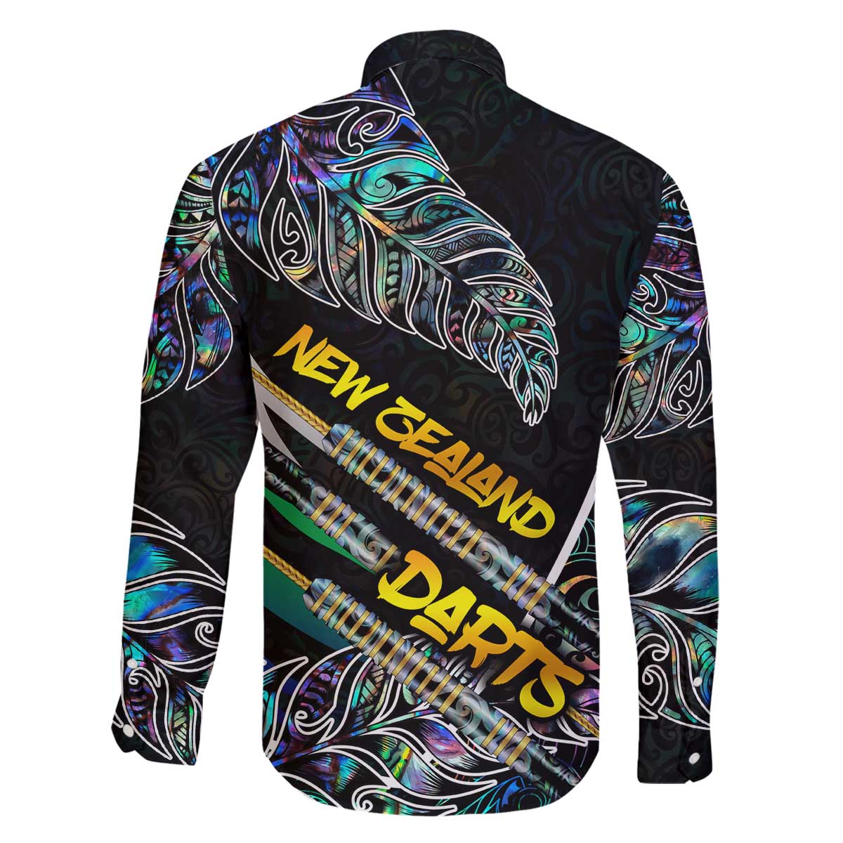 Personalised New Zealand Darts Family Matching Off The Shoulder Long Sleeve Dress and Hawaiian Shirt NZ Paua Shell Maori Fern