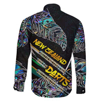 Personalised New Zealand Darts Family Matching Off The Shoulder Long Sleeve Dress and Hawaiian Shirt NZ Paua Shell Maori Fern