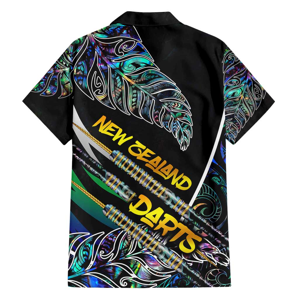 Personalised New Zealand Darts Family Matching Off Shoulder Short Dress and Hawaiian Shirt NZ Paua Shell Maori Fern DT02 - Polynesian Pride