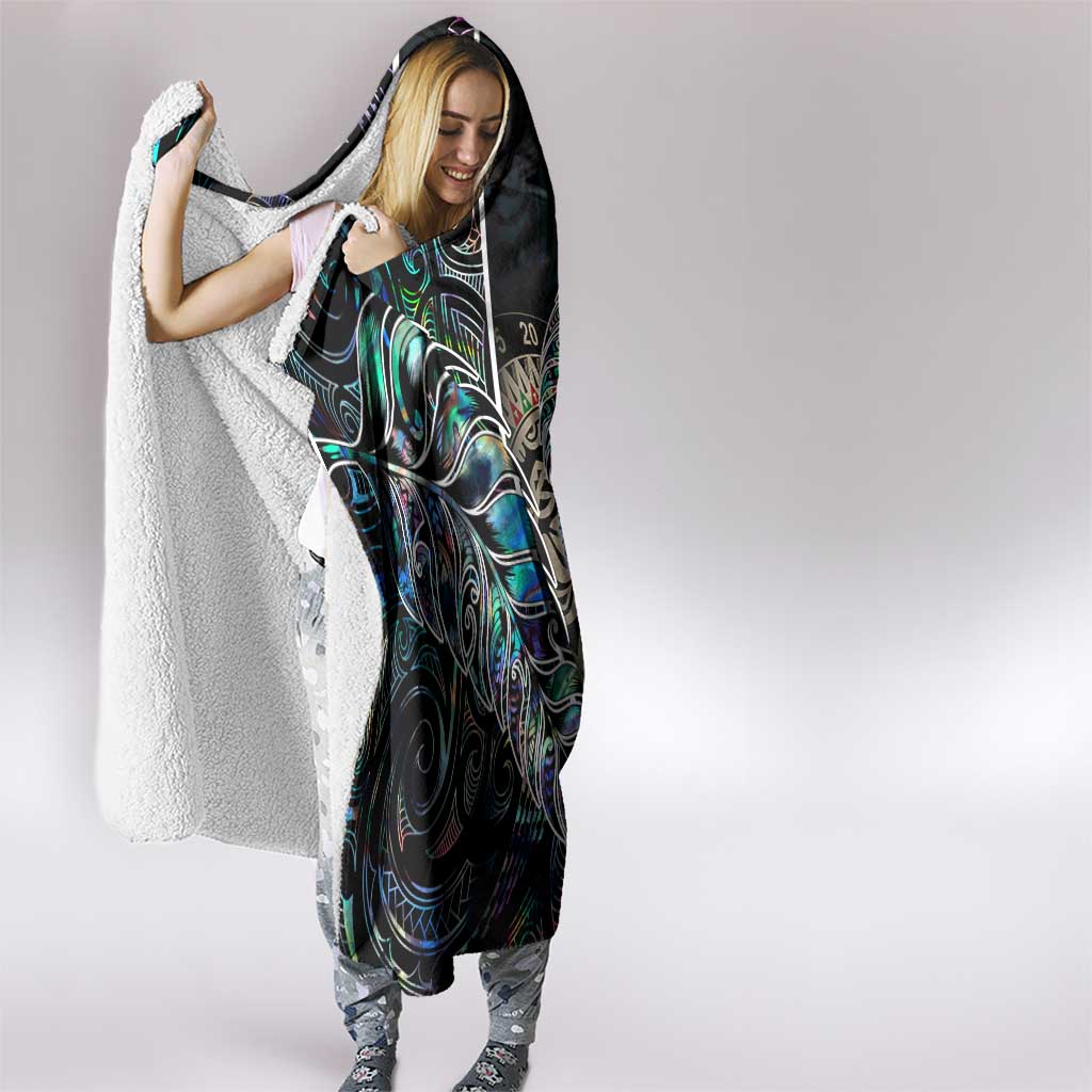 New Zealand Darts Hooded Blanket NZ Paua Shell Maori Fern