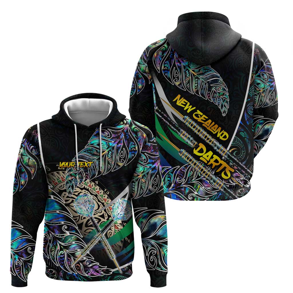 Personalised New Zealand Darts Hoodie NZ Paua Shell Maori Fern
