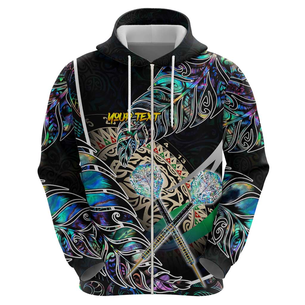 Personalised New Zealand Darts Hoodie NZ Paua Shell Maori Fern