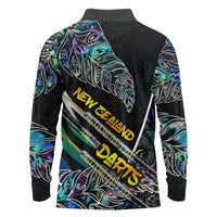 Personalised New Zealand Darts Long Sleeve Polo Shirt NZ Paua Shell Maori Fern