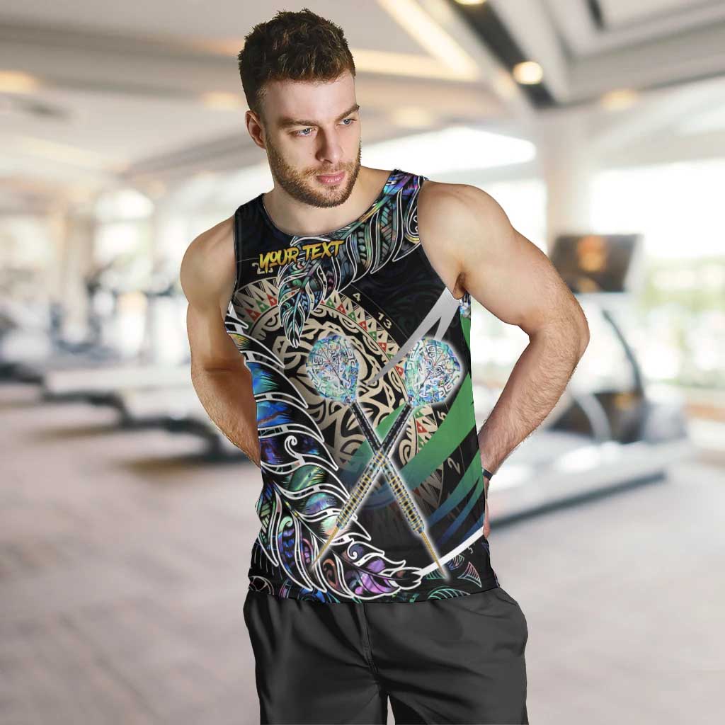 Personalised New Zealand Darts Men Tank Top NZ Paua Shell Maori Fern