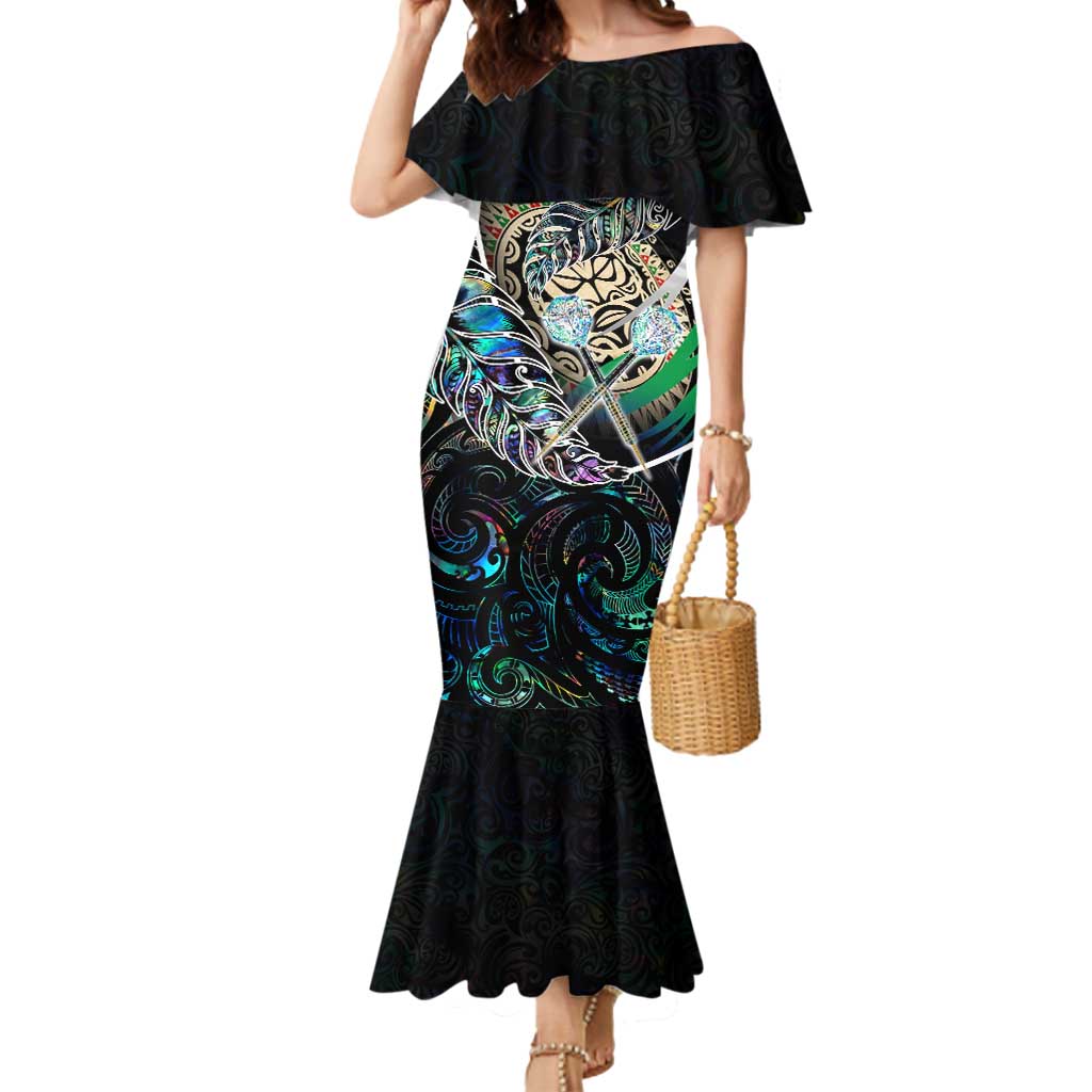 Personalised New Zealand Darts Mermaid Dress NZ Paua Shell Maori Fern