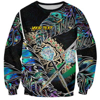 Personalised New Zealand Darts Sweatshirt NZ Paua Shell Maori Fern DT02 Unisex Black - Polynesian Pride