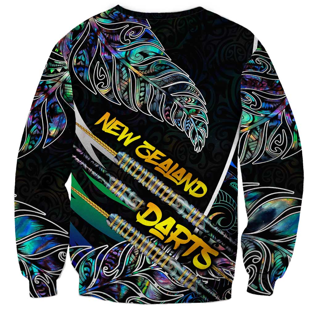 Personalised New Zealand Darts Sweatshirt NZ Paua Shell Maori Fern DT02 - Polynesian Pride