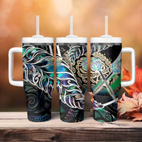 New Zealand Darts Tumbler With Handle NZ Paua Shell Maori Fern