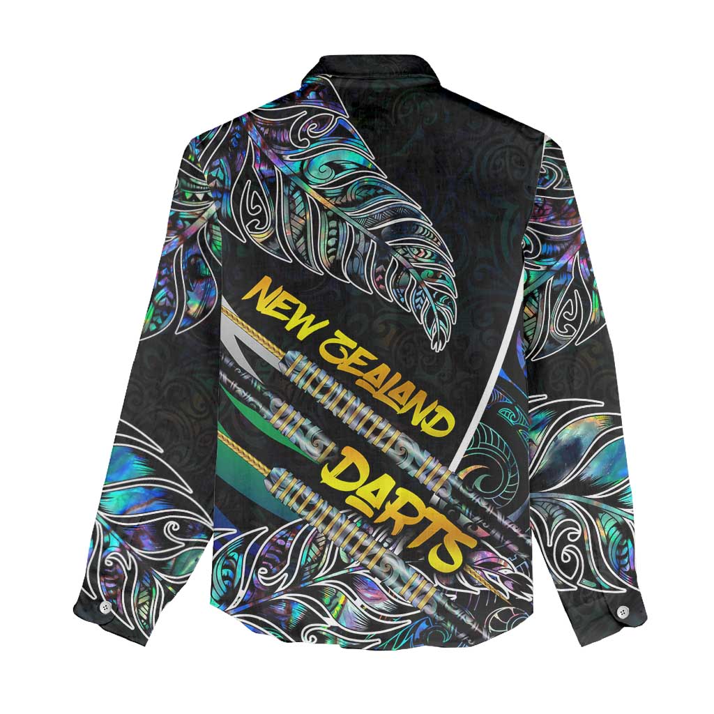 Personalised New Zealand Darts Women Casual Shirt NZ Paua Shell Maori Fern