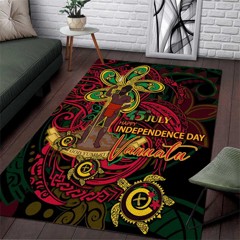 Vanuatu 45th Independence Anniversary Area Rug Flower Melanesian Namele Turtle - Polynesian Pride