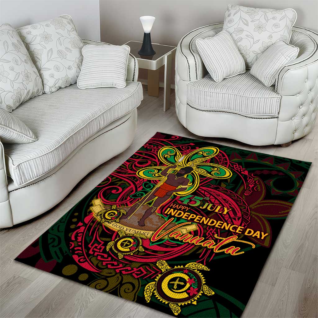 Vanuatu 45th Independence Anniversary Area Rug Flower Melanesian Namele Turtle - Polynesian Pride