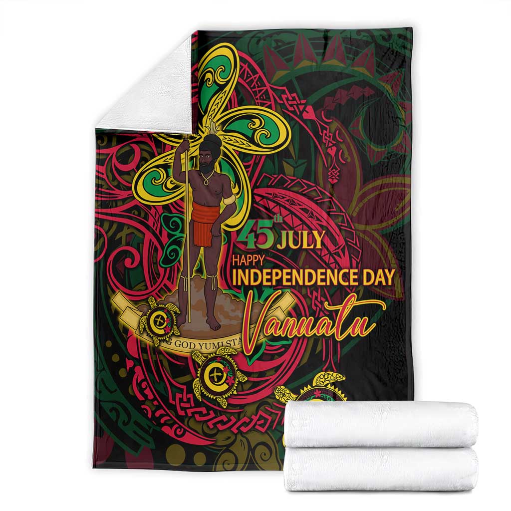 Vanuatu 45th Independence Anniversary Blanket Flower Melanesian Namele Turtle - Polynesian Pride
