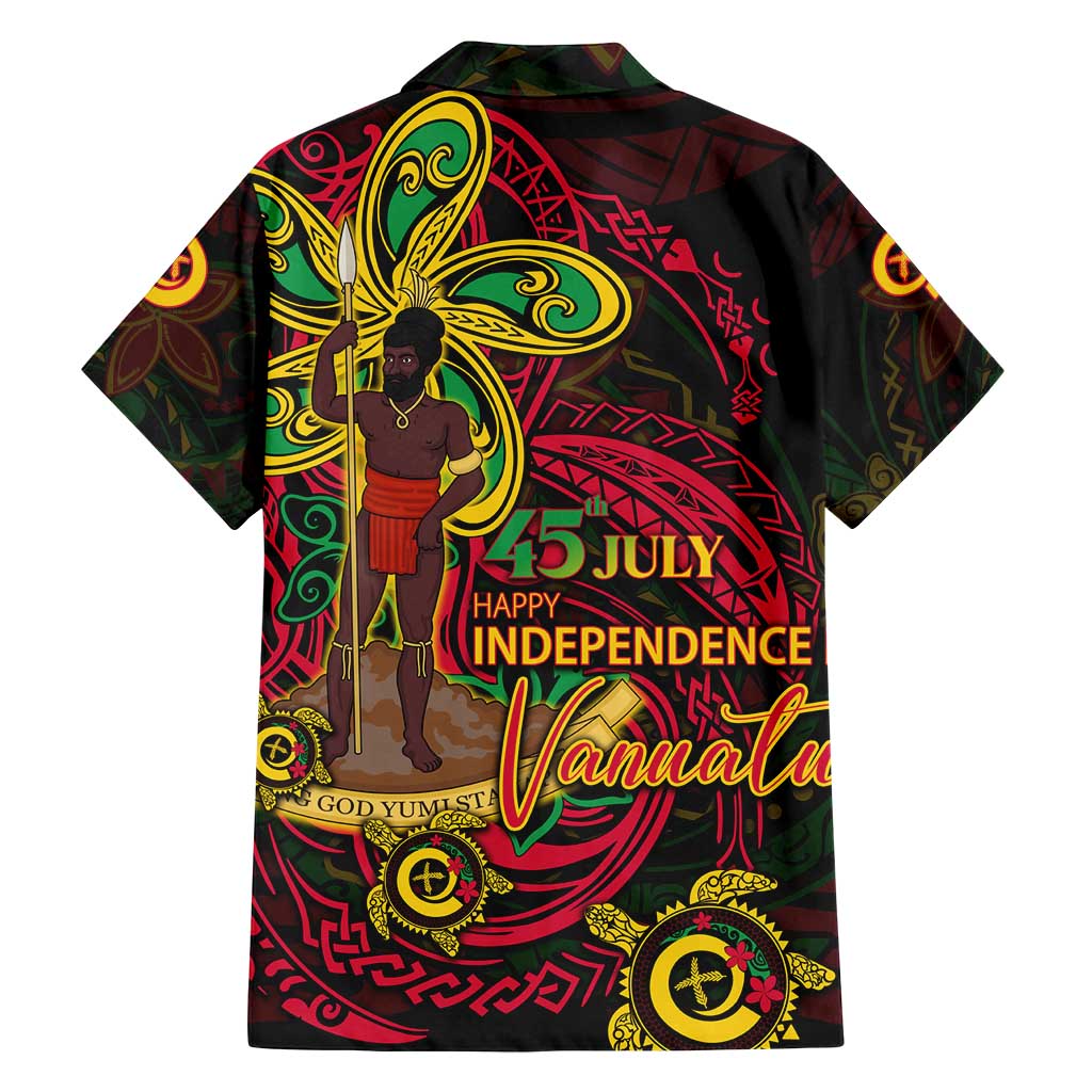 Custom Vanuatu 45th Independence Anniversary Family Matching Long Sleeve Bodycon Dress and Hawaiian Shirt Flower Melanesian Namele Turtle - Polynesian Pride