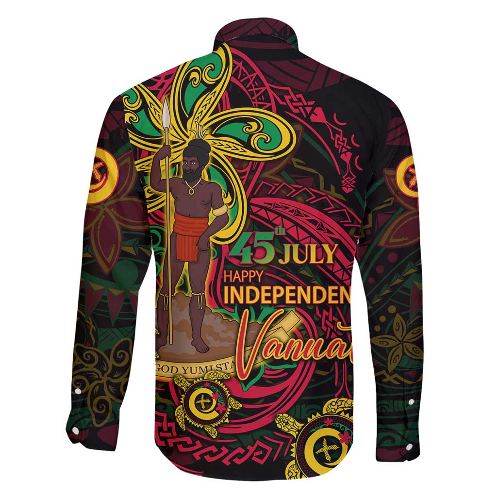 Custom Vanuatu 45th Independence Anniversary Family Matching Long Sleeve Bodycon Dress and Hawaiian Shirt Flower Melanesian Namele Turtle - Polynesian Pride