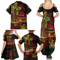Custom Vanuatu 45th Independence Anniversary Family Matching Summer Maxi Dress and Hawaiian Shirt Flower Melanesian Namele Turtle - Polynesian Pride