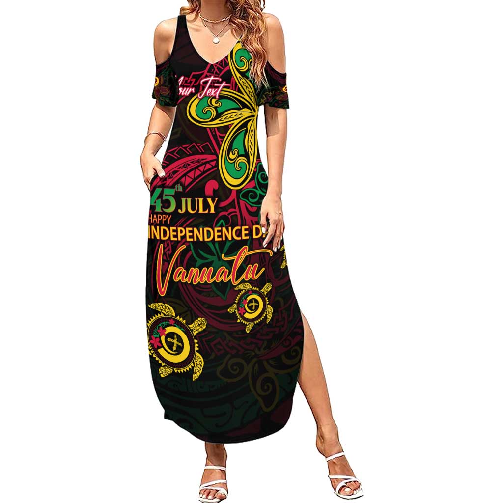 Custom Vanuatu 45th Independence Anniversary Family Matching Summer Maxi Dress and Hawaiian Shirt Flower Melanesian Namele Turtle - Polynesian Pride