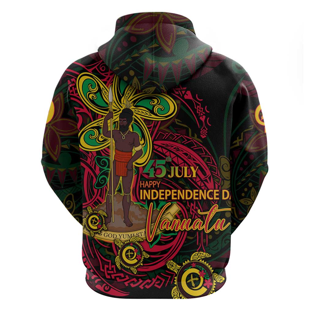 Custom Vanuatu 45th Independence Anniversary Hoodie Flower Melanesian Namele Turtle - Polynesian Pride
