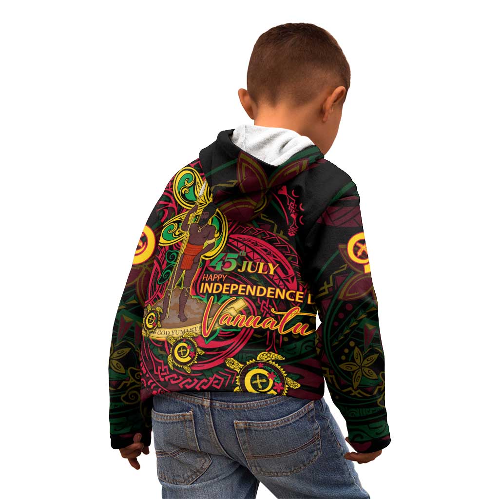 Custom Vanuatu 45th Independence Anniversary Kid Hoodie Flower Melanesian Namele Turtle - Polynesian Pride