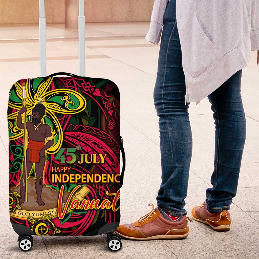 Vanuatu 45th Independence Anniversary Luggage Cover Flower Melanesian Namele Turtle - Polynesian Pride