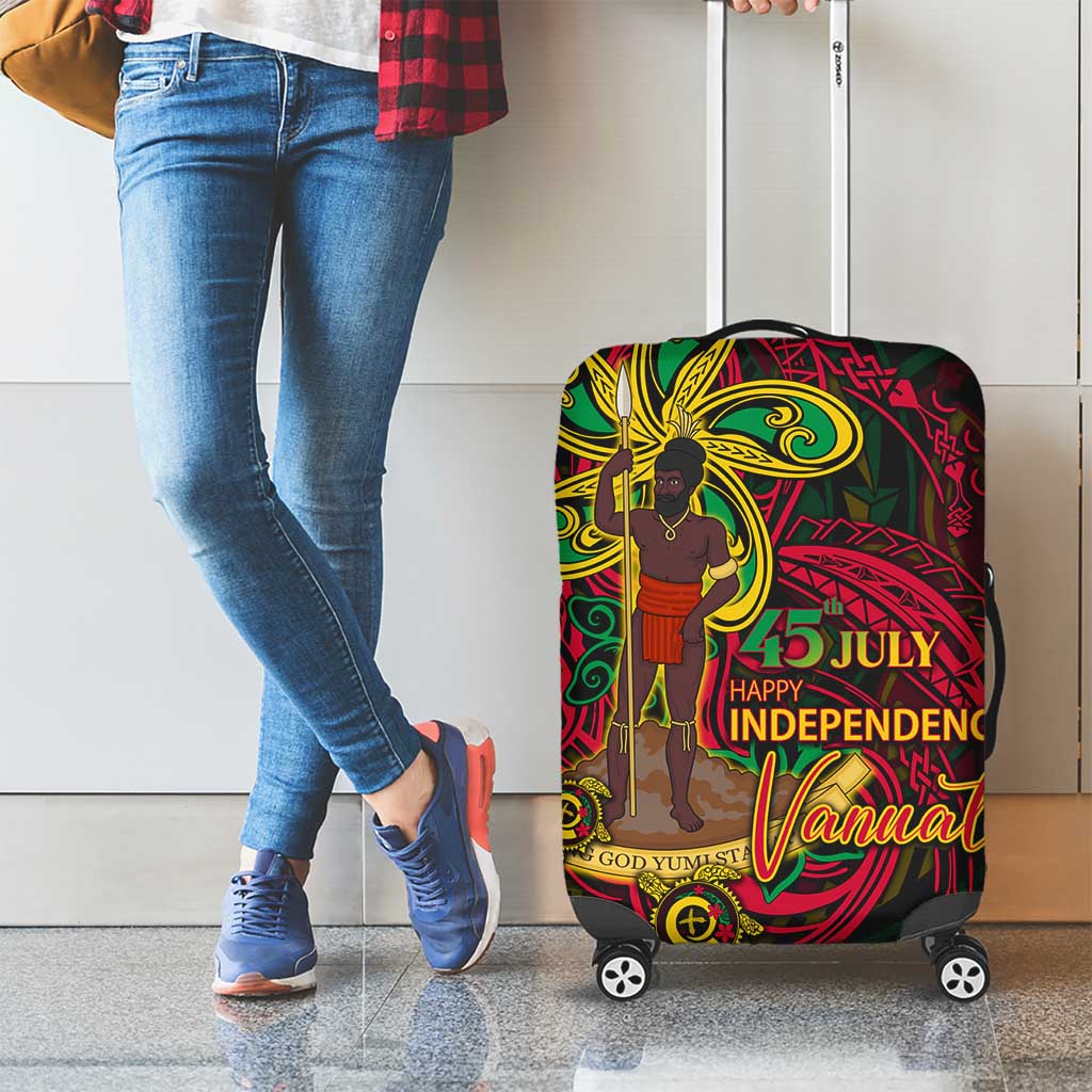 Vanuatu 45th Independence Anniversary Luggage Cover Flower Melanesian Namele Turtle - Polynesian Pride
